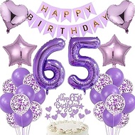 65th Birthday Man Decoration 65th Birthday Women Cake Decoration Gift for 65th Birthday Women Purple