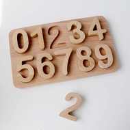 0-9 Number Puzzle Board Log Unpainted Panel Number Cognition 0-9 Beech Large Particle Building Block