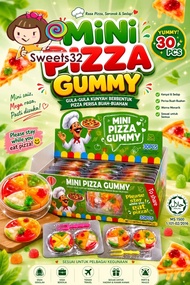[BALLOON] 30pcs Mini Pizza Gummy (Gula Gula Kunyah Berbentuk Pizza Perisa Buah-Buahan) HALAL