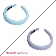 PTT Bando Kain Tebal Wanita Korea Headband Cloud Polos Lebar Empuk Bandana Lembut Warna Pastel Hair