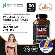 Male Enhancement with Tongkat Ali + Maca - 19 All Natural Herbs w/ Tongkat Ali, Maca, Ginseng, Male Max Extreme