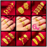 GW Korean Accessories Jewellery Ready Stock Women's Gold Plated Adjustable Rich Ring Bow Love Bring 