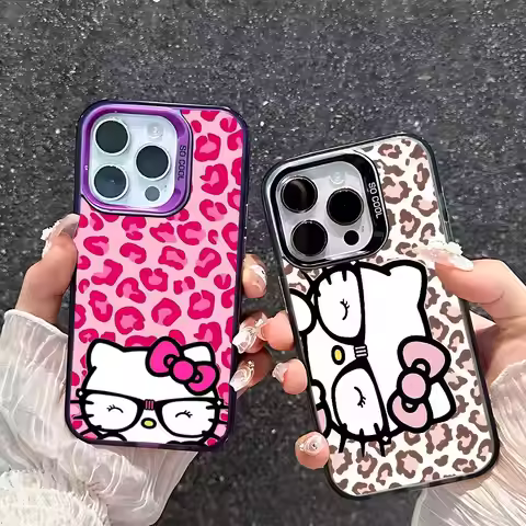 Kawaii H-Hello-Kitty-S Leopard Print Phone Case For IPhone 17 16 15 11 12 13 14 Pro Max 16 Plus 12 M