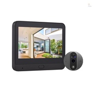 Kiss)3MP WiFi Video Doorbell for Apartment Peephole Camera 4.3-inch Display Smart Life/Tuya APP 1080P PIR Motion Detection Alarm Peephole Camera Two-Way Audio Doorbell