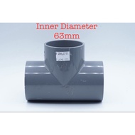Grey Fitting T Tee Inner Diameter 63mm 63 mm for PVC Pipe 2-1/4 Hydroponic Connector Tee Joint Pipe 