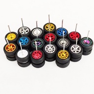1/64 Alloy Model Car 12mm Size Wheels Tires Rims Tyre for Hot Wheel/Matchbox/Domeka/Evo 1:64 Toy Car