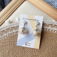 乾燥花玻璃球耳夾