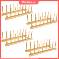 Bamboo Dish Dying Rack Stable Plate Storage Rack Convenient Drain Tray Drain Rack Versatile Storage 