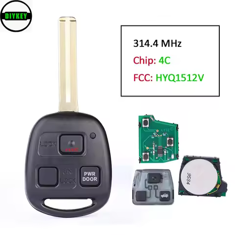 DIYKEY For Lexus ES300 LS400 SC300 SC400 1998 1999 2000 Remote Key Fob 314.4MHz 4C Chip HYQ1512V TOY