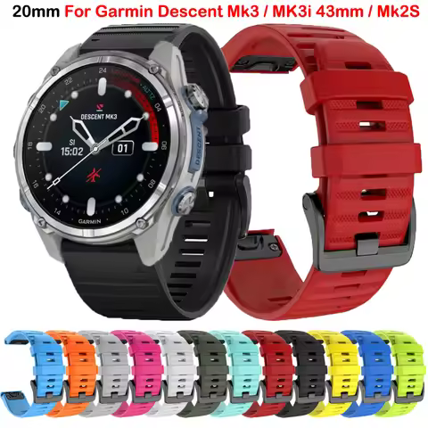 QuickFit 20mm Sports Strap For Garmin Mk3 MK3i 43mm Mk2S Fenix 7S 6S Pro 5S Approach S70 Epix Pro Ge