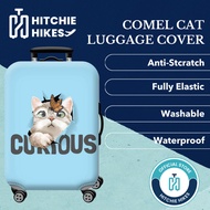Hitchie Thick Comel Cat Luggage Cover Protector Sarung Beg Waterproof Elastic 18 20 24 28 Inch Trave