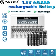 PALO 8 PCS 1.5V AA/AAA Rechargeable Battery  8 Slots Battery Charger LCD Charger For Lithium Battery