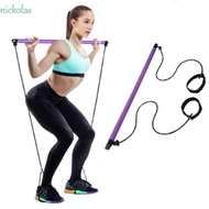 NICKOLAS Pilates Bar Kit, Muscle Multifunctional Pilates Sticks, Foot Loop Portable Adjustable With Ab Roller Yoga Resistance Bands Gym