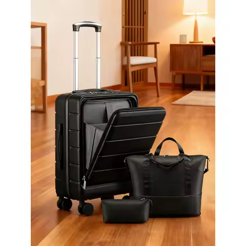 20 Inch Carry On Luggage 22x14x9 Airline Approved Hardside Suitcase TSA Lock Tote Bag for Travel Chr