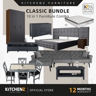 KitchenZ (FREE Shipping) [Premium 10-in-1 Furniture Bundle] Modern Classic Living Room to Comfort Be
