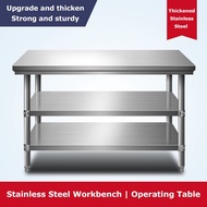 ♨Kitchen Stainless Steel Workbench DoubleThree-Level Operating Table Work Table Loading Packaging Table✺
