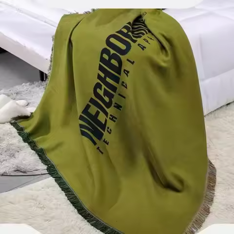 Textile City Olive Green Blanket Ins Trendy Neighborhood Letters Tapestry Picnic Blanket Home Decora
