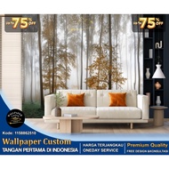 Custom 3D Wallpaper with Fog Forest Theme | LIVING ROOM Wallpaper | Free Request Wallpaper Design