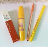 Paket Kosmetik 4in1 Maybelline - Lipstik + Mascara+ Eyeliner Spidol + Pensil Alis 2in1- Bisa COD