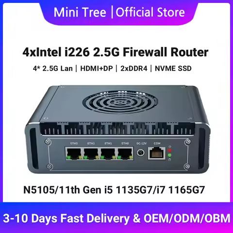 4x Intel i226 2.5G Lan Mini Firewall Router J5005 J6412 N6005 6305U Industrial Computer Pfsense OPNs