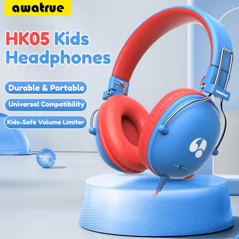 Awatrue Kids Headphones 74/85dB Safe Volume Limit Stereo Wired On-Ear Headphones 3.5mm Jack for Tabl