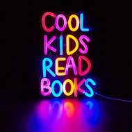 cod Chi-buy LED Neon Cool Kids Read Books USB Powered Neon Signs Night Light 3D Wall Art Bedroom Roo