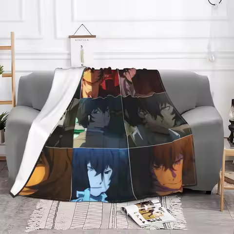 Dazai Osamu Blankets Coral Fleece Plush Winter Japanese Plaid Anime Multi-function Warm Throw Blanke