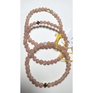 Beautiful shiny orange moon bracelet with 4-leaf clover charm