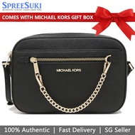 Michael Kors Handbag In Gift Box Crossbody Bag Jet Set Item Large East West Chain Black # 35S1GTTC7L