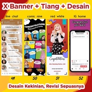 Paket X Banner + Tiang Banner WISUDA DESAIN GRATIS, Wedding, Sunatan,