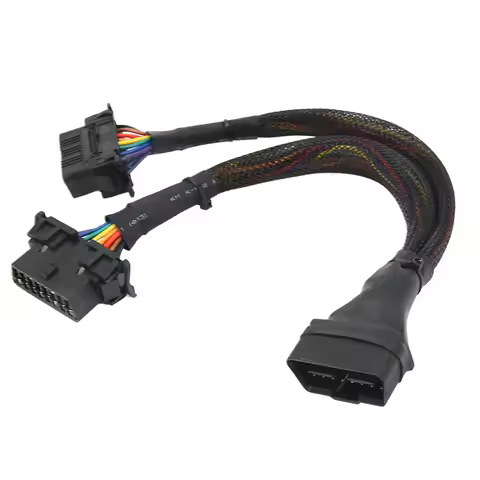 1 IN 2 OBD2 Car Extension Cable 16Pin 30cm Length Male to Dual Female Diagnostic Adapter Cable Autom