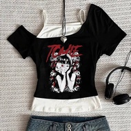 Junji Ito Crop Top - Gothic Grunge Harajuku Fashion