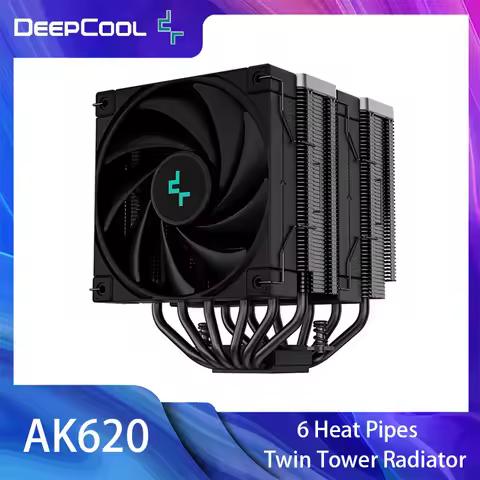 DeepCool AK620 ZERO DARK Twin Tower Radiator 6 Heat Pipes CPU Cooler Air Cooling For Intel LGA2066/2