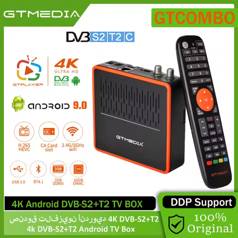 GTMEDIA GT COMBO Satellite Receiver 4k UHD Android 9.0 TV BOX DVB-S2/T2/Cable/ISDB-T,2.4G/5G WIFI,Su