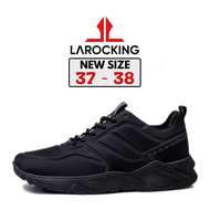 Larocking - Dexter Hitam Polos Sepatu Sneakers Running Gym Shoes Sport