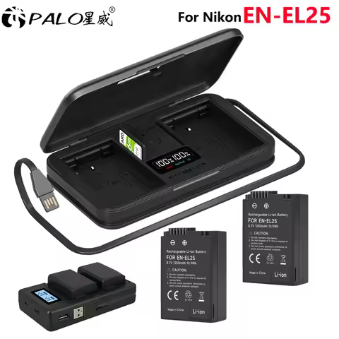 PALO EN-EL25 EN-EL25a EN EL25 Rechargeable Battery with LCD Dual Channel Charger for Nikon Z30 Z50 Z