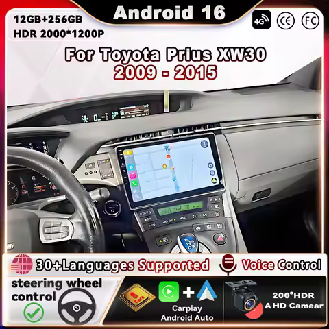 For Toyota Prius XW30 2009 -2015 Android 16 Car Radio 360 Camera Multimedia Player 4G Wifi GPS Navig