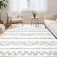 MXSANYOO 6x9 Area Rug Living Room Rugs: Washable Boho Moroccan Farmhouse Rug Low Pile Non-Slip Large