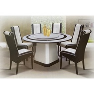 Round Marble Dining Table and Chair (1+6)