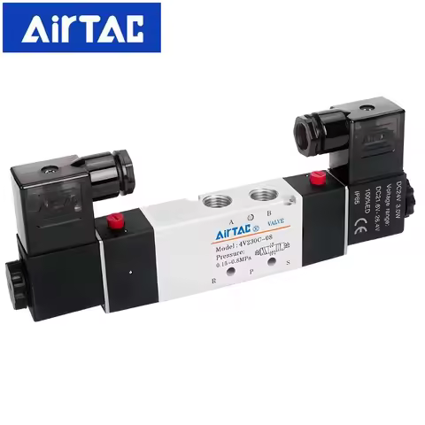 AirTAC 5 Port 3 Position Way Reversing Valve DC12V AC24V AC110V AC220V 4V130C-06 4V230C-08 4V330C-10