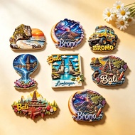 Resin Fridge Magnet Indonesia Bali Mount Bromo Travel Souvenir Magnetic Sticker Southeast Asian Trop