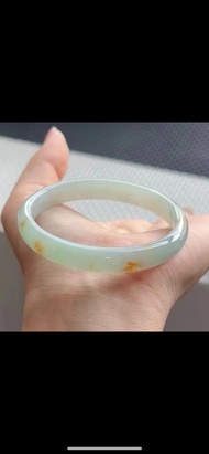 冰種翡翠天然翡翠玉鐲A玉手鐲 玉鈪 • 冰種桂花灑金翡翠福鐲