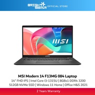 MSI Modern 14 F13MG 084 Laptop - 14" FHD IPS/I3-1315U/8GB DDR4/512GB SSD/Win11 Home/Office 2021
