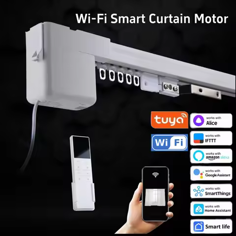 NEW!! Smart Life Tuya Wifi Electric Smart Curtains Drive Motor Rail Rod Track System Support Google 