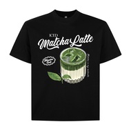 Áo thun boxy matcha latte 2264 Miucho cổ tròn vải cotton 2 chiều cổ tròn dày dặn đứng form in mix