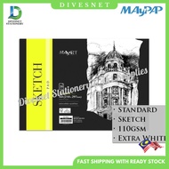 MayArt 30s 110gsm Sketch Drawing Pad A3 Extra White Long Bound (MA00041) / A4 (MA00042) / (MA00043)