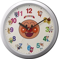 RHYTHM Anpanman Wall Clock Character Analog Silver 4KG713-M19 【Direct from Japan】