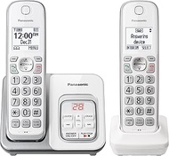 Panasonic DECT 6.0 Expandable Cordless Phone with Answering Machine and Smart Call Block - 2 Cordless Handsets - KX-TGD632W (White/Silver)