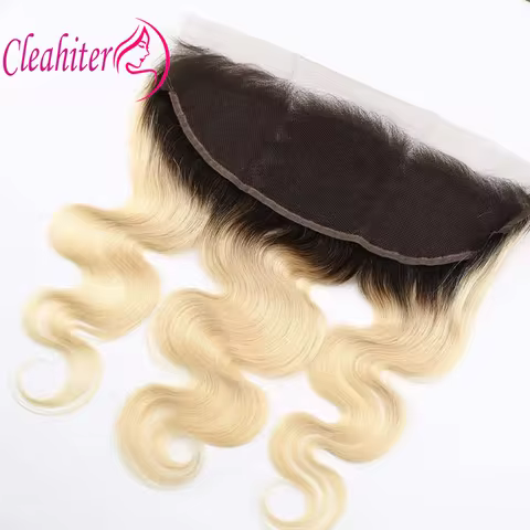 13x4 Transparent Lace Frontal Body Wave 1B/613 Ombre Honey Blonde 100% Human Hair Frontal Full End 1