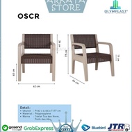 1 Set Olymplast Osc-R Seater Kursi Sofa Santai Rattan Chair Plastik